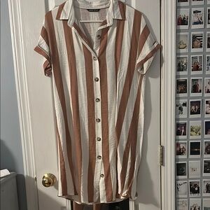 SHEIN Brown and White Striped Dress